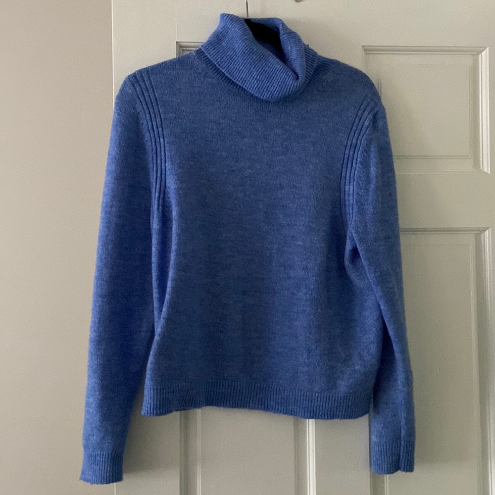 Blue turtle neck